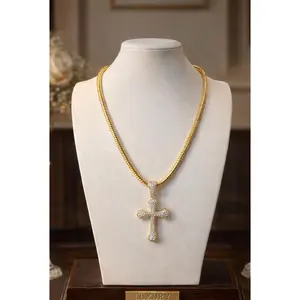 Divine Radiance Cross Necklace 18” Snake Chain