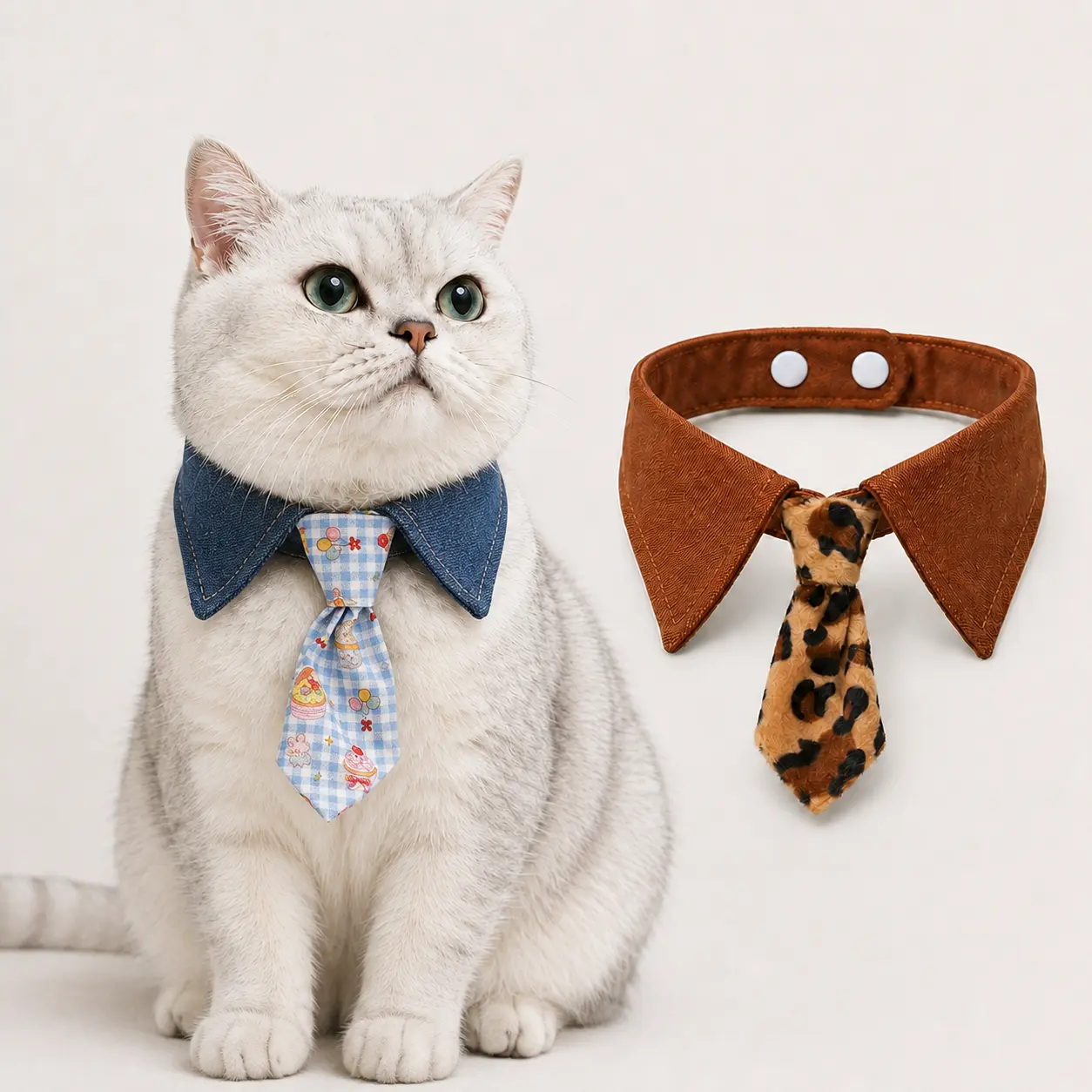 Neckties and bow ties for cats and dogs—including stylish accessories and bow-tie-style bibs; suitable for various occasions such as birthdays, weddings, and photo shoots. Perfect for breeds like Yorkies, Maltese, and Poodles, as well as for cats.
