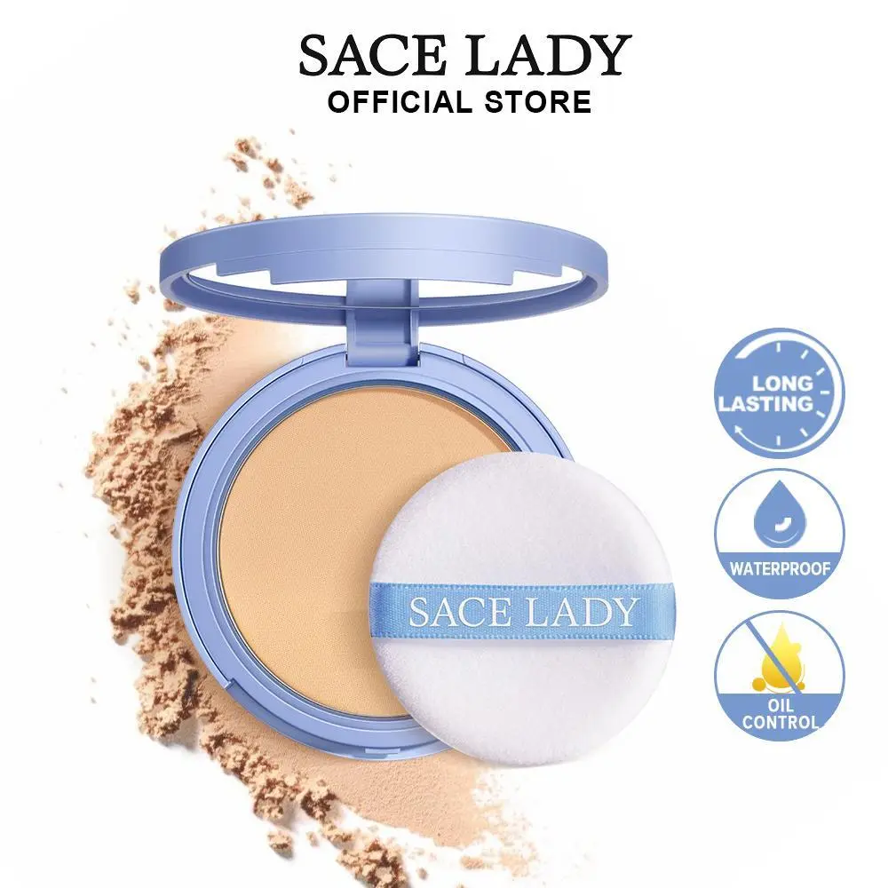 SACE LADY Talc-Free Pressed Setting Powder for Adults - Airbrush, Flawless, Translucent Cool Neutral Finish, Oil Control, Waterproof, Long-Lasting Matte Face Makeup with Puff, Summer Finds