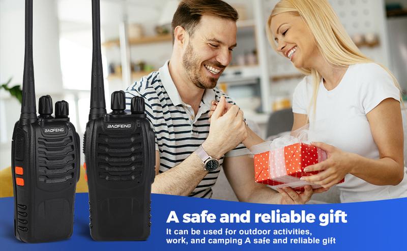 Baofeng Walkie-Talkie 888S Audio Walkie-Talkie, (10 units with 10 headsets) rechargeable with a 1-3 km long-range distance, 16-channel professional handheld two-way communication, built-in flashlight, comes with a lithium battery and charger.