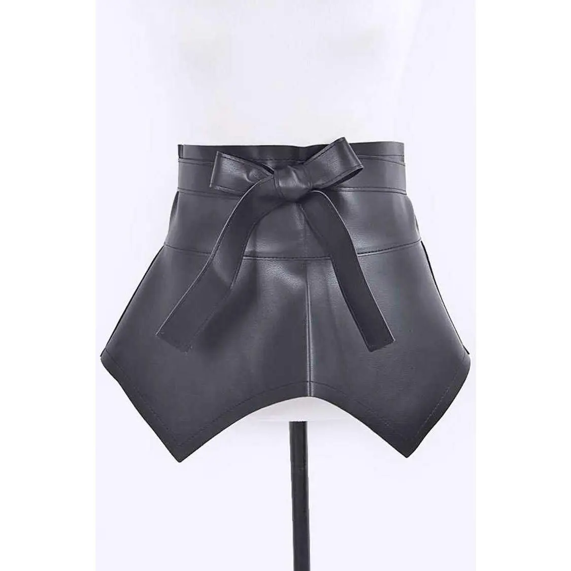 Black Faux Leather Peplum Belt