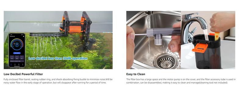 hygger External Hang-On-Back Canister Aquarium Filter,Quiet Fish Tank Filter with 3-Stage Filtration,Anti-Dry Burn Motor,Adjustable Flow,Oil Skimmer,Duckbill Nozzle,Shower Spray Bar