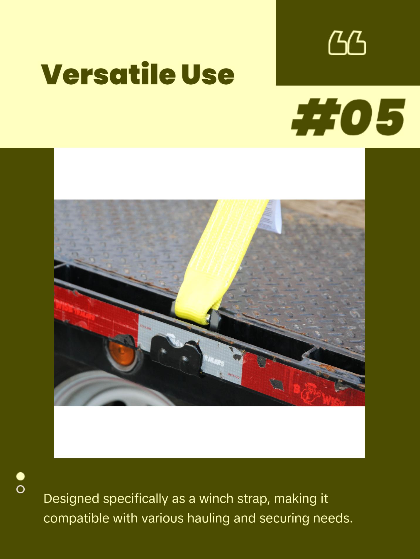 Flatbed Winch Strap with Flat Hook, 2"