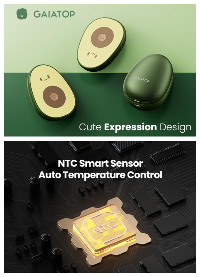 GAIATOP Limited-Edition Avocado Hand Warmers for Women & Men 2-Pack Adorable & Unique Design, 13H Long-Lasting Warmth,3 Heat Settings Rechargeable. Best gift for Her & Him   Valentine's Day gift