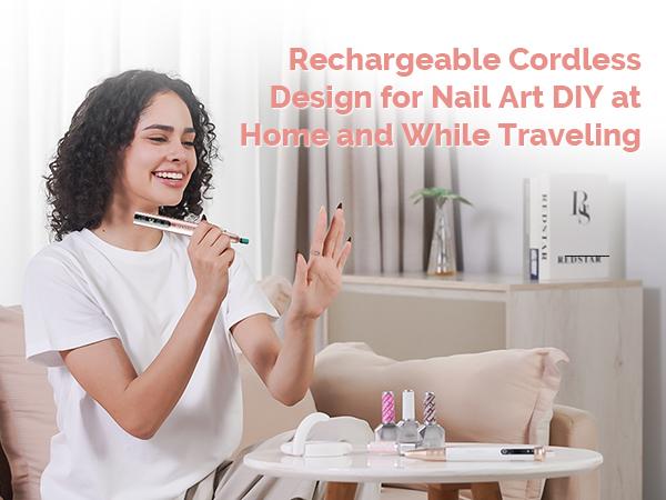 MelodySusie PC180F Cordless Electric Nail Drill Machine with 6 Nail Drill Bits, 25000RPM Rechargeable Nail Care Manicure Set for Acrylic Nail Art