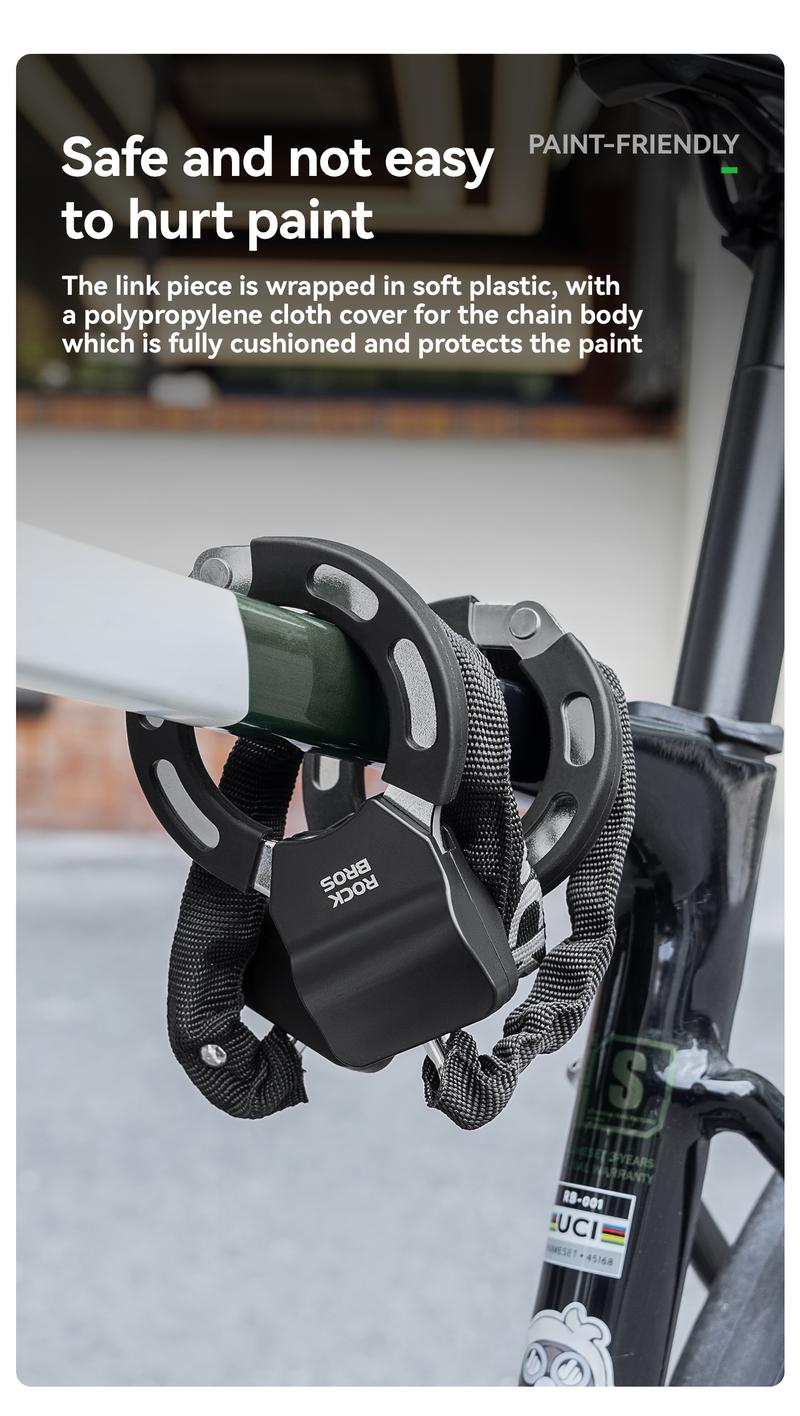 ROCKBROS Bike Lock Scooter Lock 23.4-Inch Heavy Duty Anti-Theft Chain Lock with Key E-Bikes Accessories