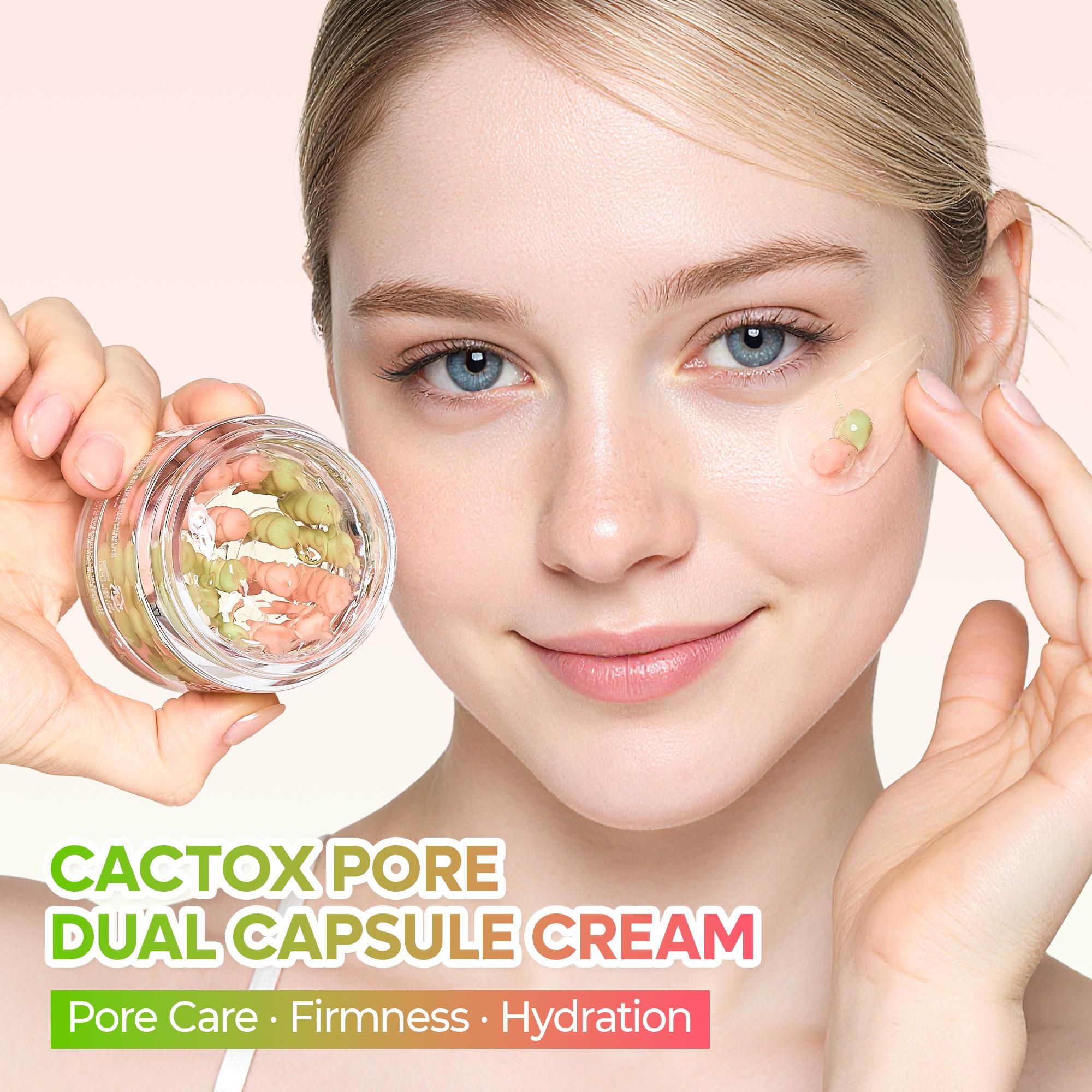 [Dr.Melaxin Official] CACTOX PORE DUAL CAPSULE CREAM with Cactus Cooling Reduce Puffiness & Pore Tightening for Visible Pore Care Skin Repair