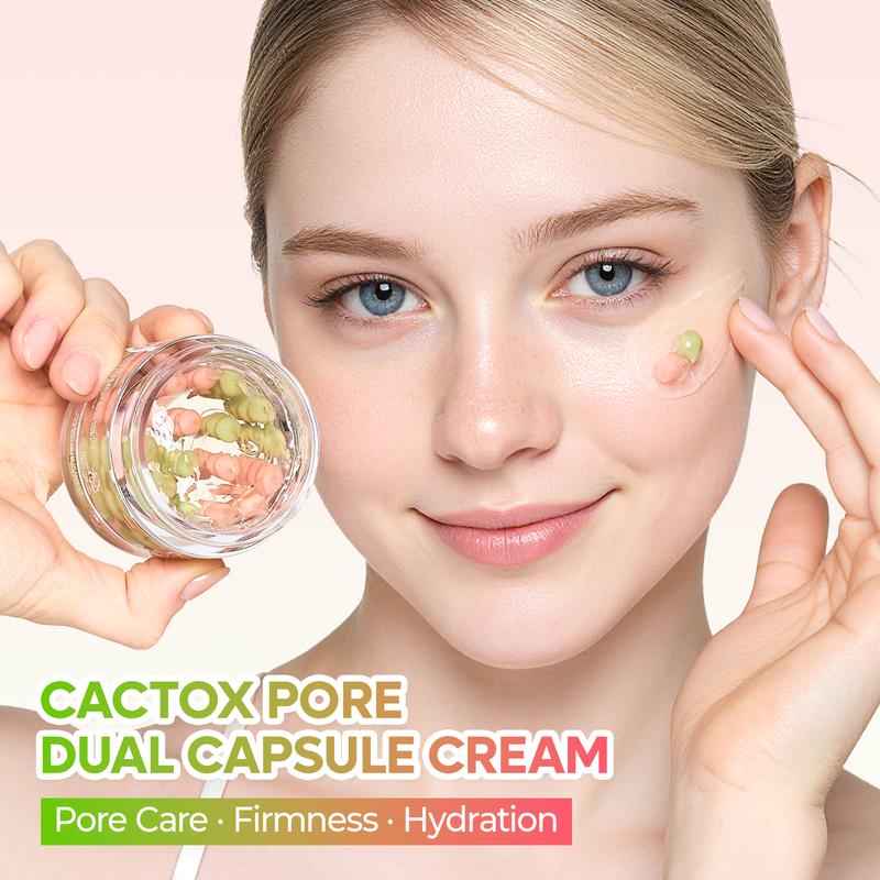 [Dr.Melaxin Official] CACTOX PORE DUAL CAPSULE CREAM with Cactus Cooling Reduce Puffiness & Pore Tightening for Visible Pore Care Skin Repair