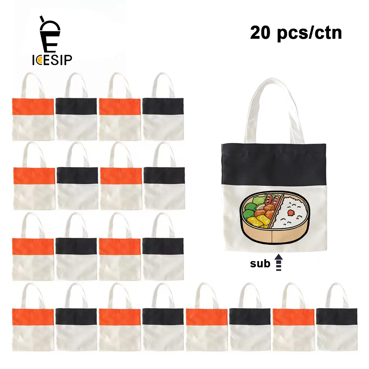 ICESIP 20Pcs Unisex Adult Basic Canvas Tote Bags with Handle Straps - Large Open Top Reusable Sublimation Bags for Bonfire, Housewarming, Wedding, Grocery, Business Use (Home & Festive Party Supplies)