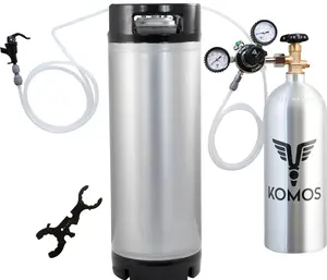 KOMOS® Homebrew Kegging Kit | Ball Lock Keg | Corny Keg | Premium Dual Gauge Regulator | Easy Push Connect Fittings