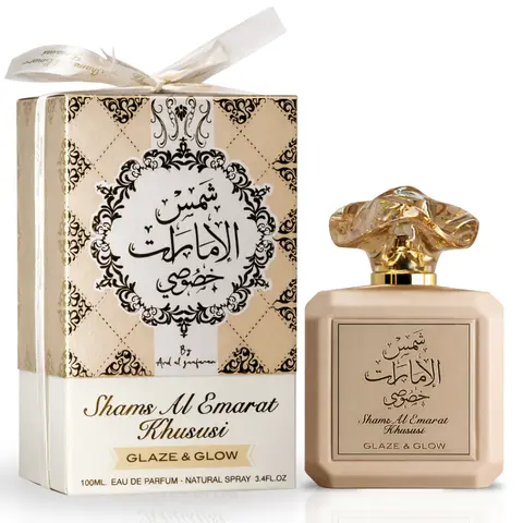 Shams Al Emarat Khususi Glaze & Glow Eau de Parfum Spray 100ml (3.4 oz) by Ard Al Zaafaran – Sweet Vanilla Women’s Perfume, Long Lasting Luxury Fragrance