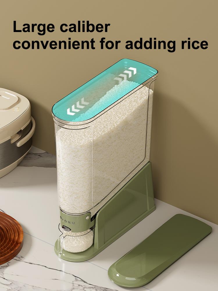 UFORU Rice Dispenser 22lb, Slim Rice Storage Container for Small Spaces, BPA-Free Clear Dry Food Dispenser Sealed Moisture-Proof, Grains & Cereals Storage Bucket for Kitchen Pantry Home Use,Utensils Airtight, Cream Color Coffee Large Milk White