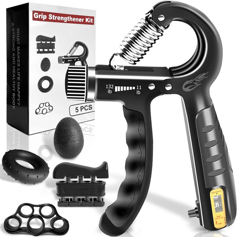 Grip Strength Trainer Kits (5 Pack), Adjustable Resistance Forearm Strengthener, Hand Gripper