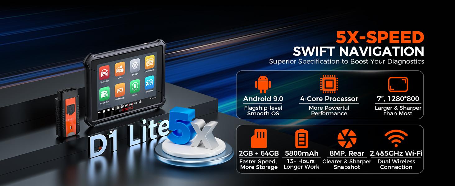 OTOFIX D1 Lite Bidirectional Scan Tool, Bluetooth OBD2 Scanner Diagnostic Tool, 2 Years Free Update, 38+ Services, CANFD & DoIP Protocols, All System Diagnoses, ABS Bleeding, Auto VIN