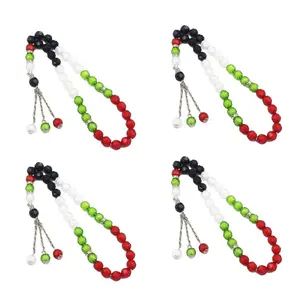 2/4 pcs Tasbih Hand Bracelets Rosary Jewelry Palestine Flag Colors Bracelet