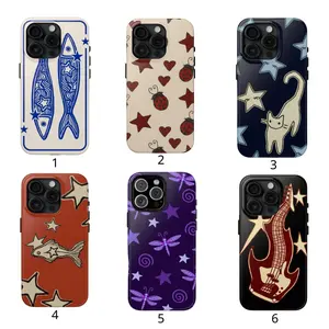 Red Ladybug Stars Hearts Phone Case, Cute Y2K Art, Whimsical Bug Cool Girly for iPhone X, 11, 12, 13, 14, 15, 16 Series & Galaxy Series – check our available sizes, Liquid Silicone, Durable