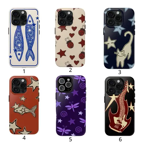 VYD Cute Y2K Ladybug-Stars-Hearts Liquid Silicone Cellphone Cover - iPhone Compatible, Multi-Model, Dual Layer, Waterproof, Durable Protection, Glossy Printing, Black, Button Protection, iPhone 11-18 & Galaxy Series Devices Accessory