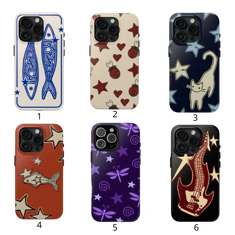 VYD Cute Y2K Ladybug-Stars-Hearts Liquid Silicone Cellphone Cover - iPhone Compatible, Multi-Model, Dual Layer, Waterproof, Durable Protection, Glossy Printing, Black, Button Protection, iPhone 11-18 & Galaxy Series Devices Accessory