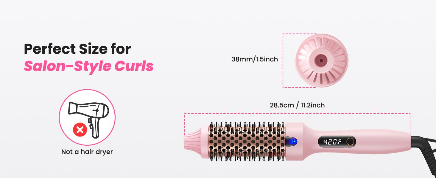 【2026】Thermal Brush for Blowout Look , 6 Heat Settings,Airflow Heat & Dual PTC Technology, Dual Voltage, 1.5 Inch Heated Round Brush with Negative Ions, Salon Smooth Hair, Less Frizz, Travel-Friendly, Pink