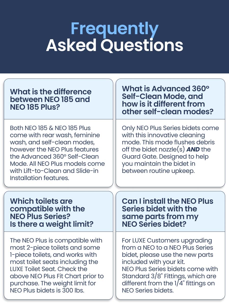 LUXE Bidet NEO 185 Plus - Rear & Feminine Wash, Bidet Attachment for Toilet Seat, Easy Slide-in Installation, Patented 360° Self-Clean, and Flip Feature