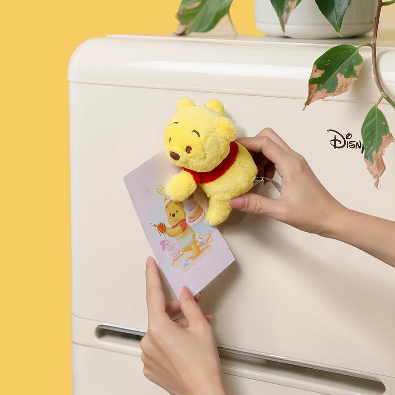 MINISO Disney Stitch Plush Strawberry Bear Magnetic Winnie the Pooh Refrigerator Magnet Decoration