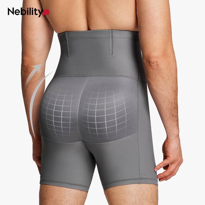 Nebility Men’s 3D Butt Lift High-Waist Shapewear Boxer Briefs, with Built-In One-Piece Fixed Hip Pad, High Waist Seamless Compression Underwear, Breathable Stretch Fabric for Tummy Control, Daily Support & Moisture-Wicking