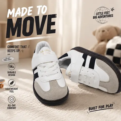 Toddlers & Little Kids' Non-Slip Synthetic Upper All-Season Sport & Casual Trainers (Unisex for Boys & Girls)