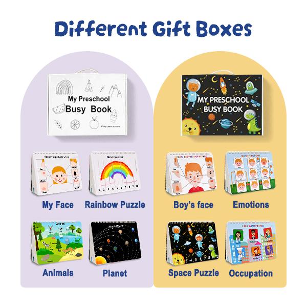 Mallify Montessori Busy Book 30 Activities for Kids, Interactive Learning Activities, Bilingual Toddler Markers, Travel-Friendly Busy Board, Ideal Gift for Preschool Kids, Teaching & Painting Supplies, #Summervibes, #SummerFinds