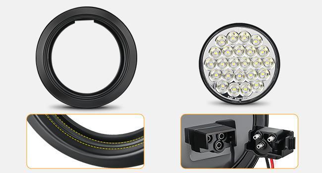 Nilight 4Inch Round Trailer Tail Light 2PCS 24LED White Back Up Reverse Light w/Flush Mount Grommets Plugs IP67 Waterproof for 12V Truck Trailer Bus RV Camper ATV UTV