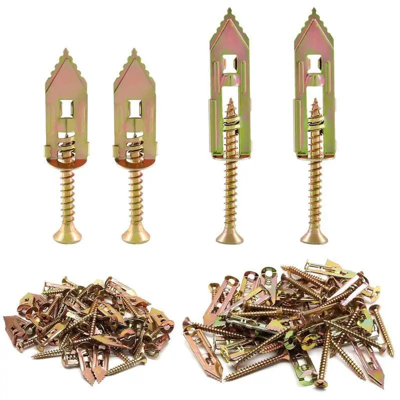 100PCS/200PCS Self-Drilling Drywall Anchors Kit with Anchors + Screws, Adjustable Hooks & Bracket - No Drill Needed, Easy Quick Install for Home Use