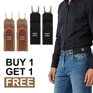 [Buy 1 Get 1 Free] 2 Pcs No Buckle Elastic Stretch Lazy Belts for Men and Women, Comfortable Invisible Belts for Jeans Pants,Comfortable and Easy To Use  Hanging