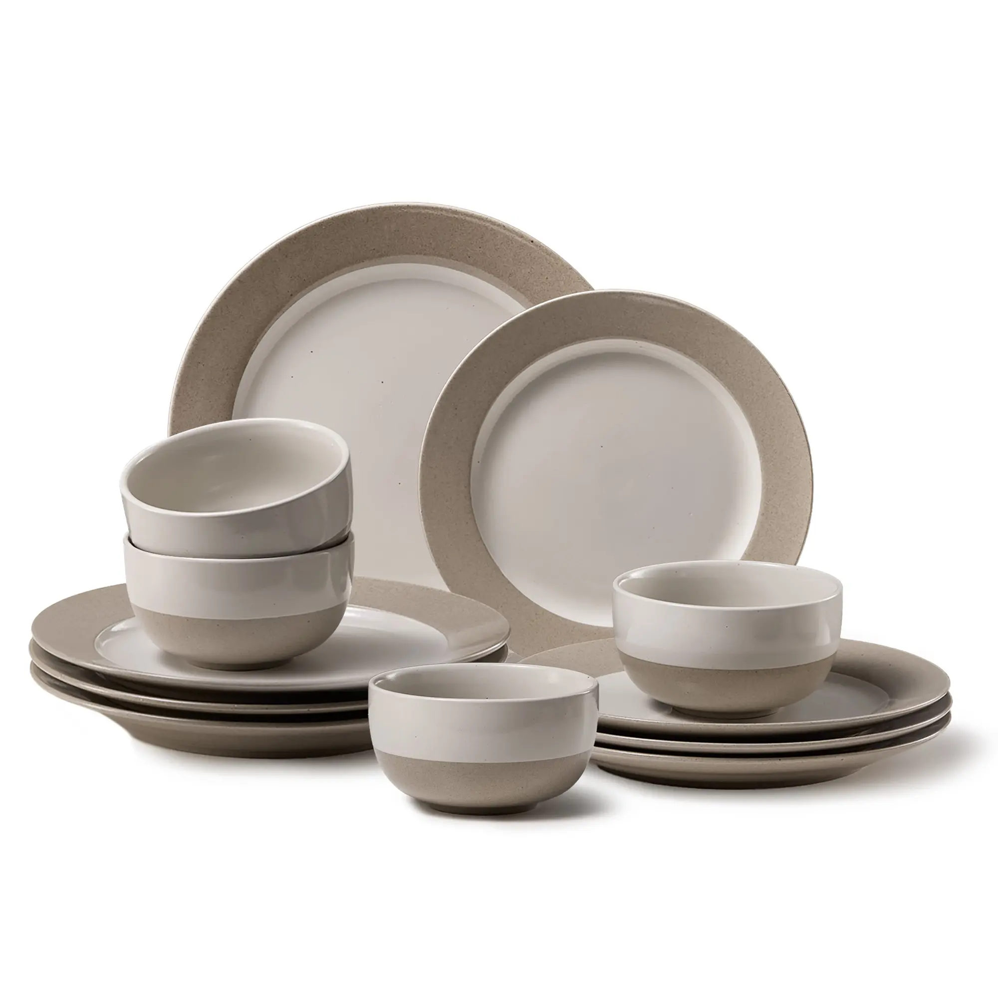 CAROTE [Official] 12Pcs Stoneware Dinnerware Set - Service for 4, Includes Salad Plates, Bowls & Mugs, Highly Chip-Crack Resistant, Dishwasher & Microwave Safe, Salad+Plate+Bowl, Home Decor