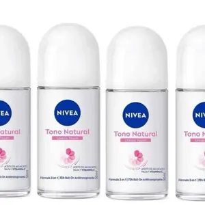 Nivea Classic 4 Pack Roll-On Antiperspirant Deodorant 3en1 Tono Natural 72hr Protection 50ml Each