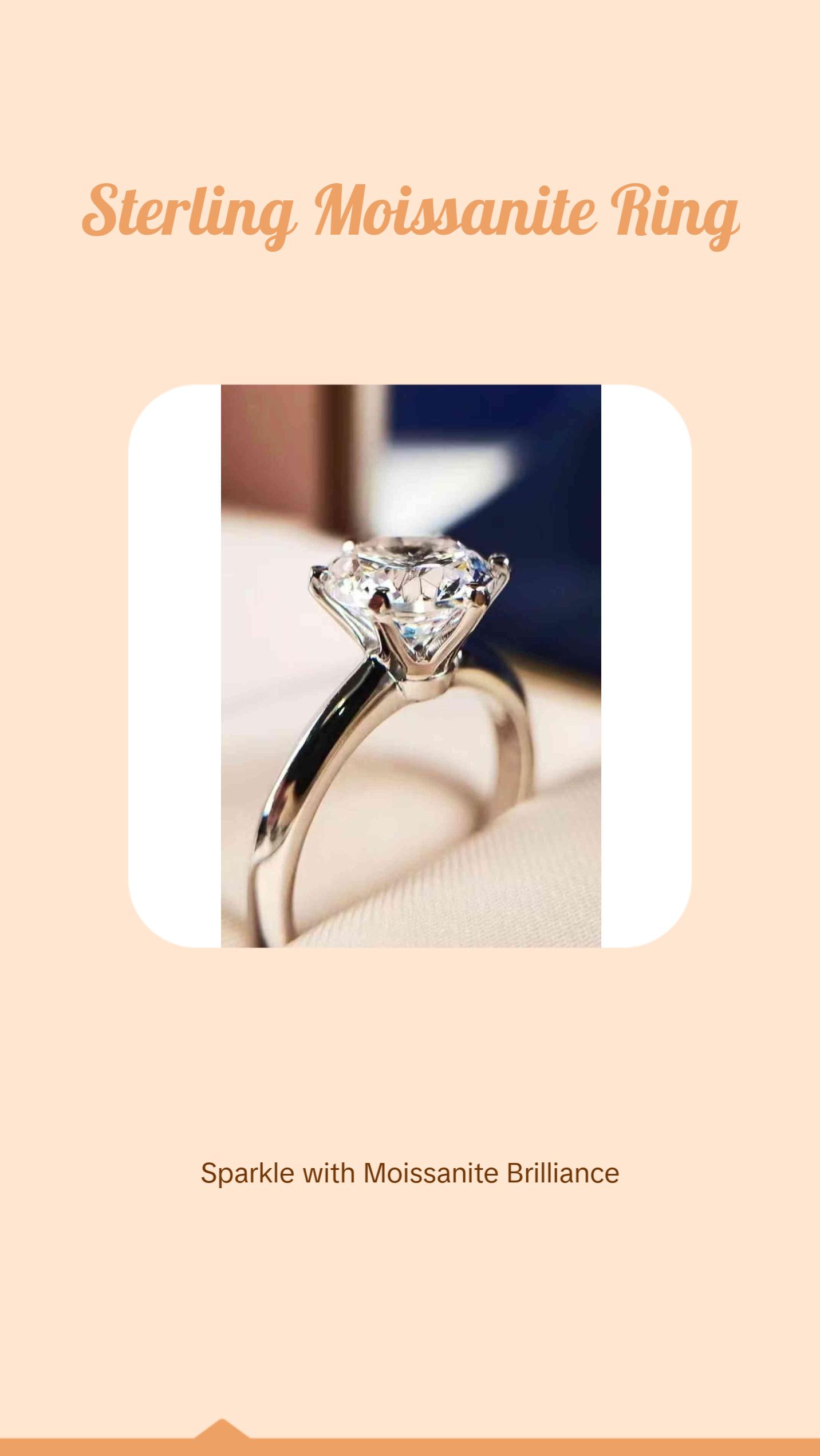 Adored 925 Sterling Silver 3 Carat Moissanite 6-Prong Ring