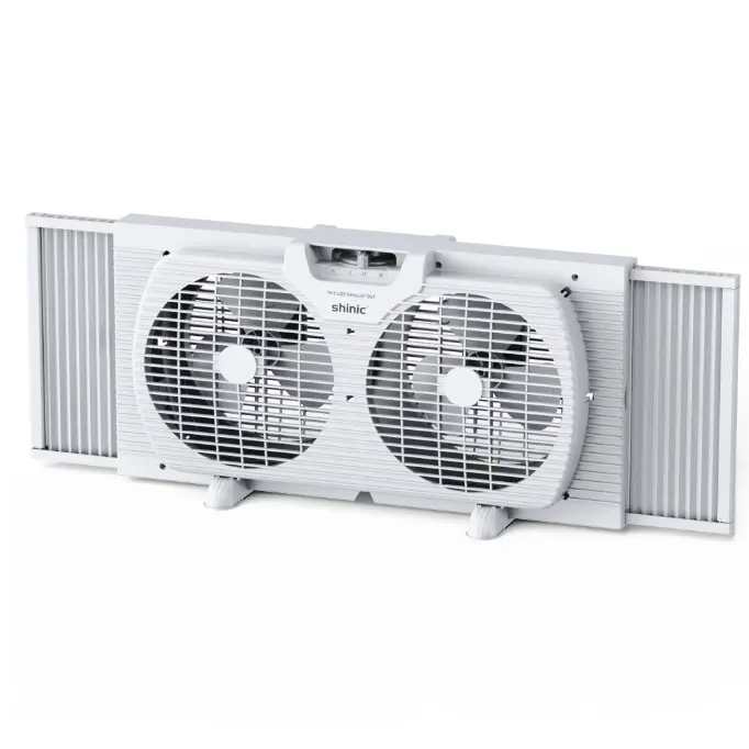 Shinic 9" 3-Speed Twin Window Fan with Removable Bug Screen,Fully Assembled,(22“ to 33-1/2"), White
