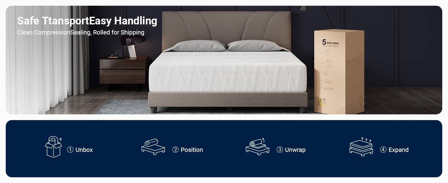 Memory Foam Mattress 5/6/8/10/12/14 Inch Gel Memory Foam Mattress with 30% NanoGel for Cool Night Sleep & Pressure Relief, 3-Layer Foam Structure for Motion Isolation, CertiPUR-US Certified, Easy Setup