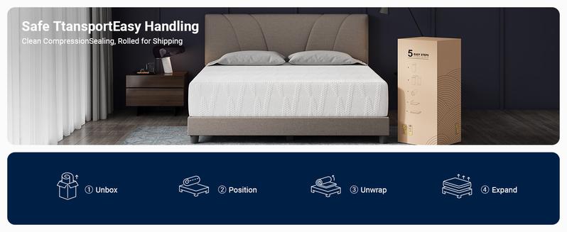 Memory Foam Mattress 5/6/8/10/12/14 Inch Gel Memory Foam Mattress with 30% NanoGel for Cool Night Sleep & Pressure Relief, 3-Layer Foam Structure for Motion Isolation, CertiPUR-US Certified, Easy Setup