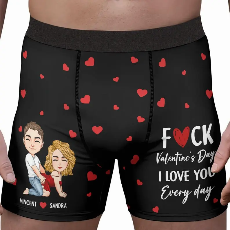 Personalized Mens Boxer Briefs – I Love You Every Day, Funny Valentine & Anniversary Gift for Him