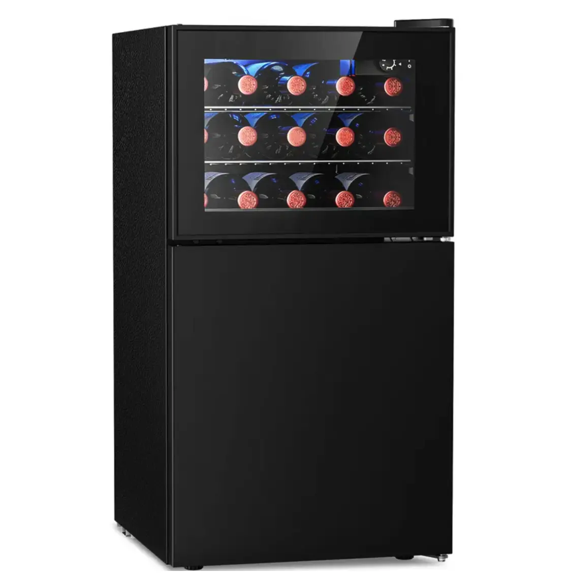Antarctic Star 2.6 Cu. Ft. Mini Fridge with Freezer, 3-in-1 Compact Refrigerator with Wine Cooler Storage, Glass Door, Adjustable Temperature Control, LED Light, Reversible Door, Energy Efficient Small Fridge for Bedroom, Dorm, Office, Bar