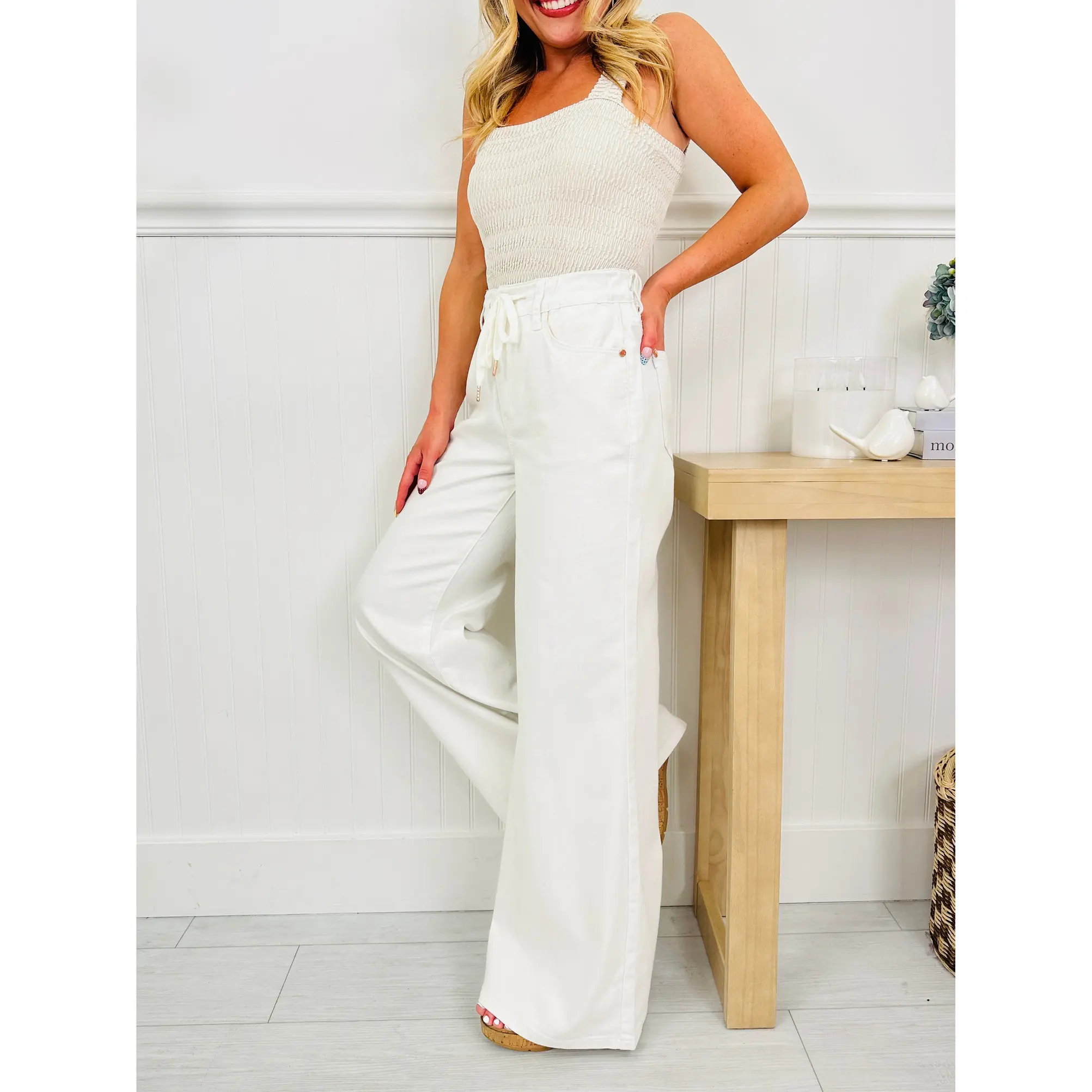 Judy Blue White As a Feather Palazzo Jeans
