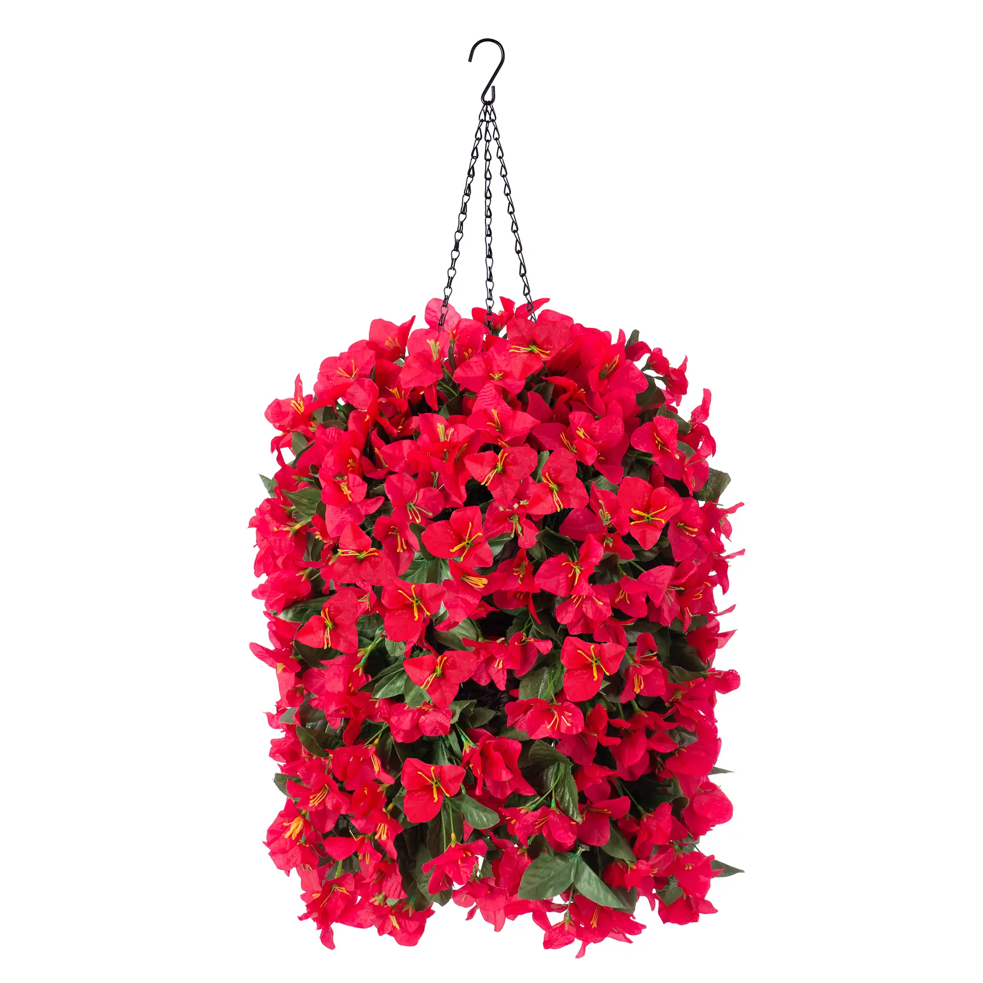 Ivydale 3PCS Decorative Artificial Flower Hanging Plastic Baskets, UV-Resistant Long Trailing Faux Silk Bougainvillea Vines, Porch Accessories for Front Door Patio Outdoor Decoration (Red), Bougainvillea Artificial Flowers