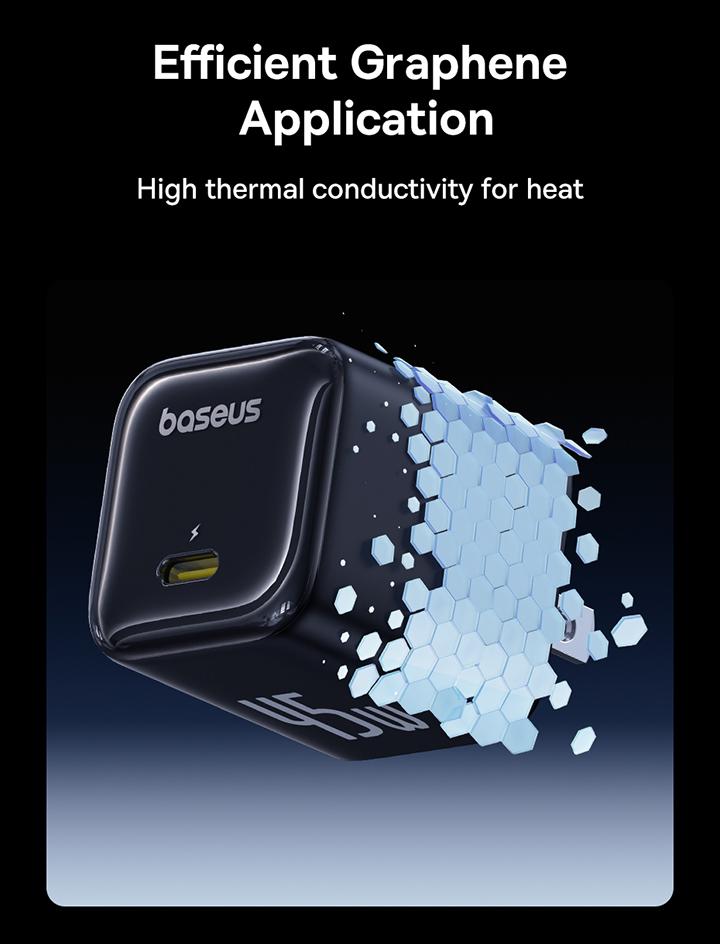 【Pack of 2】Baseus GaN6 Fast Charger 1C 45W US  (2*Baseus Mini White Fast Charging Data Cable)