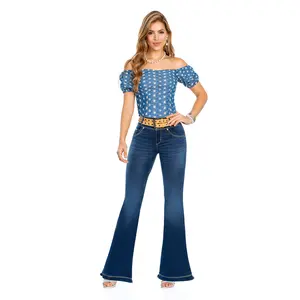 1779  JEANS COLOMBIANO DELUXE BOTA CAMPANA Womenswear Bootcut Bottom Style Pants Fitted Denim Clothing High Waisted Denim