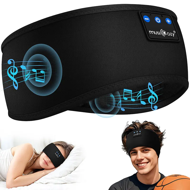 MUSICOZY Sleep Headphones Bluetooth 5.4 Headband, Invisible Earbuds with Ultra-Thin Stereo Speakers, Noise Cancelling, Sweat-Absorbing Sports Headband, Ideal for Sleeping, Side Sleepers, Running, Yoga, SummerWins,DealsForYouDays