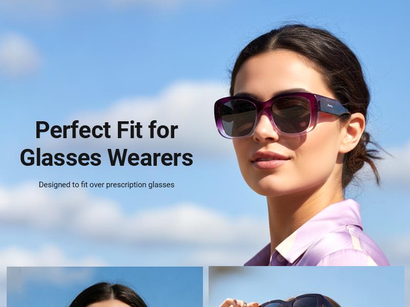 Meeloog Polarized Fit Over Glasses Sunglasses for Women, Trendy Beach Eyewear， Square Wrap Around Lightweight Shades for Driving Riding ST0066