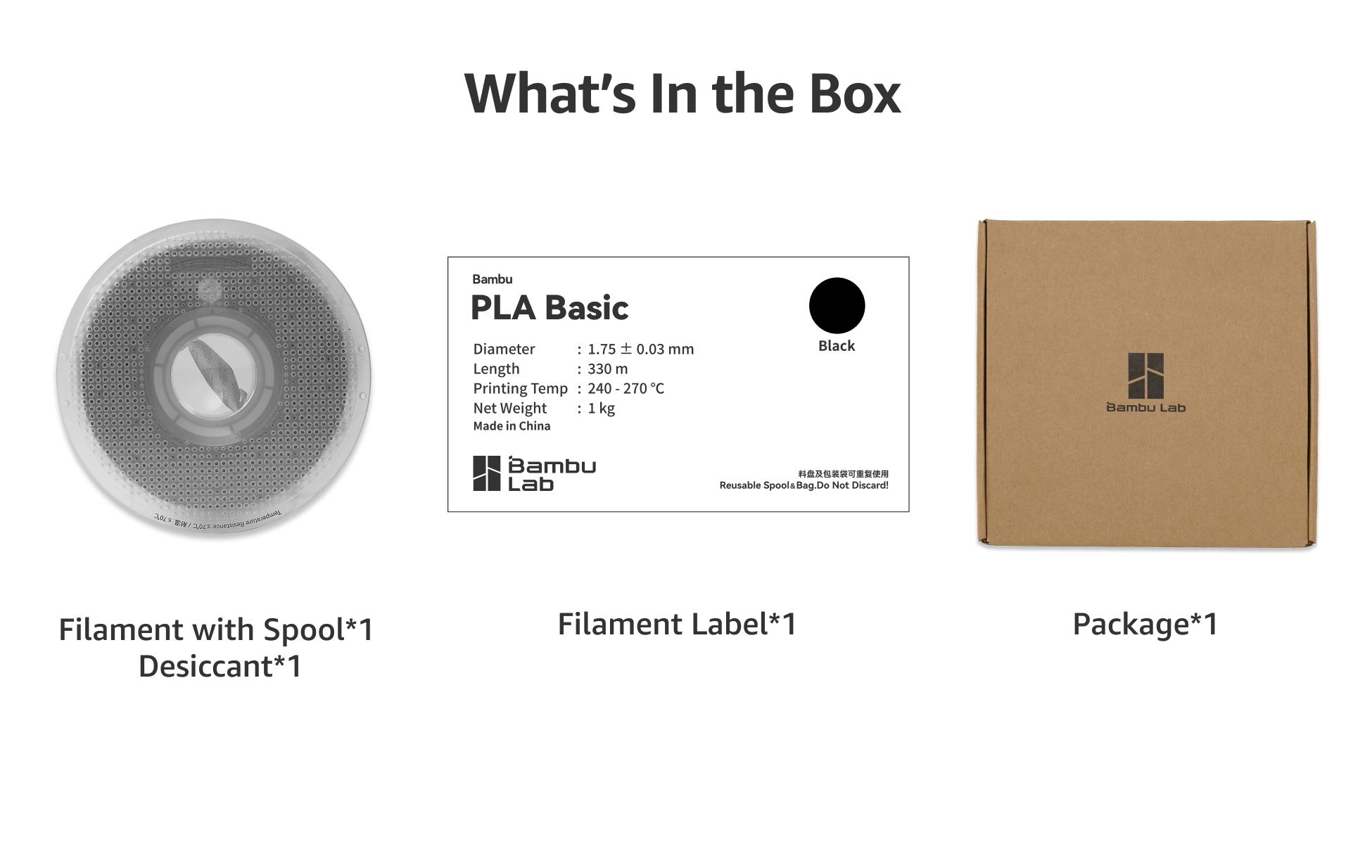 Bambu Lab PLA Basic 3D Printer Filament, New Colors Arrivals! 1.75mm PLA 3D Printing Filament Dimensional Accuracy +/- 0.03 mm, Fast Printing RFID PLA, No Warping & Tangling, 3D Print Material with Reusable 1kg Spool