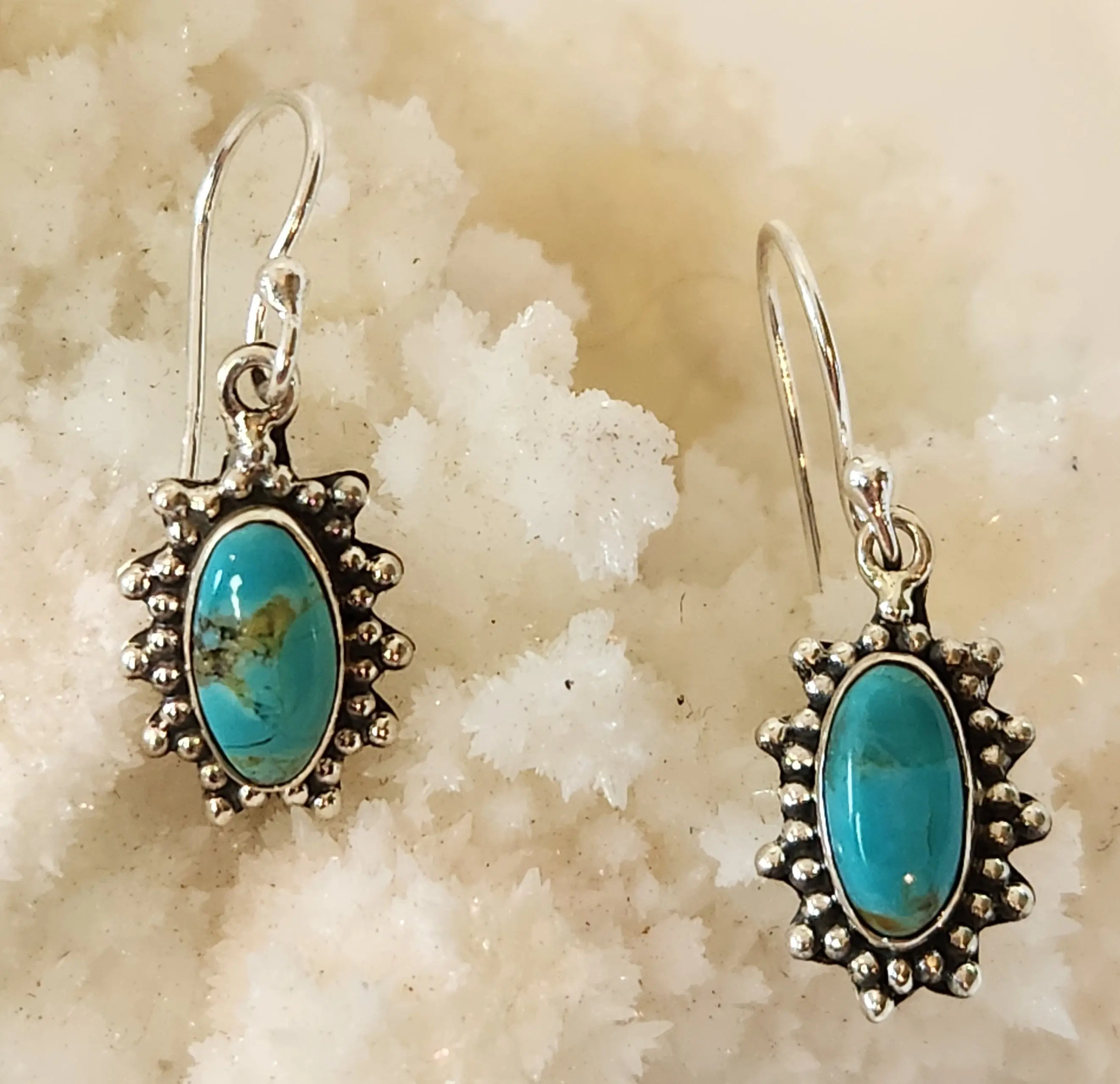 Mojave Turquiose Starburst Sterling Silver Earrings