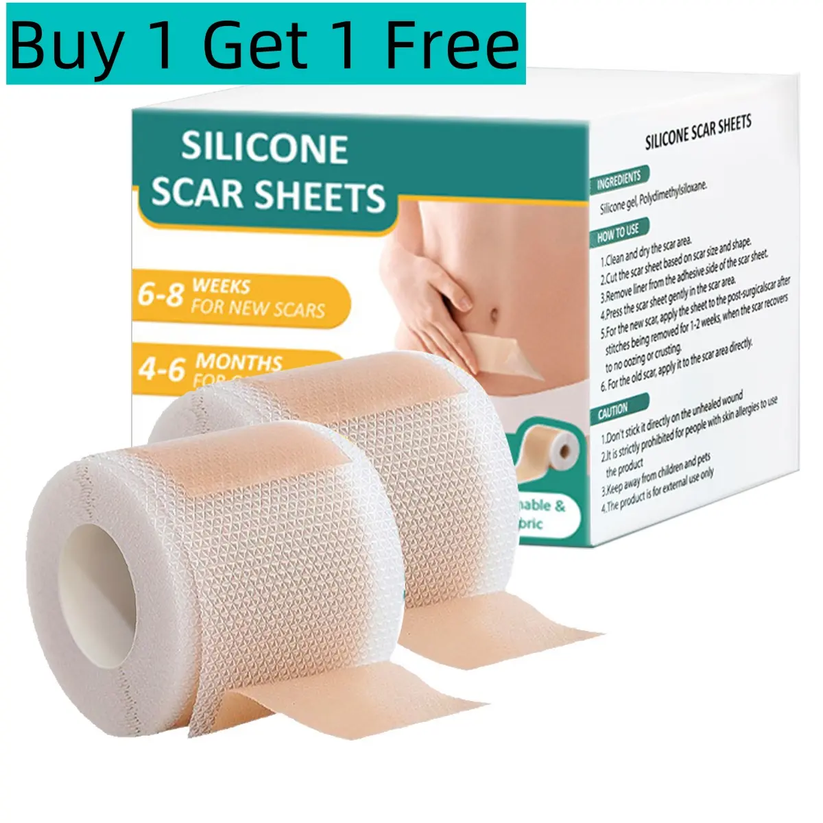 {Buy 1 Get 1 Free}Silicone Scar Removal Sheets,Wound Surgery Scar Removal Silicone Gel Patch, Scar Patch for Scar Removal Rehabilitation Therapy Supplies(1.6"X 59" Roll-1.5M*2)
