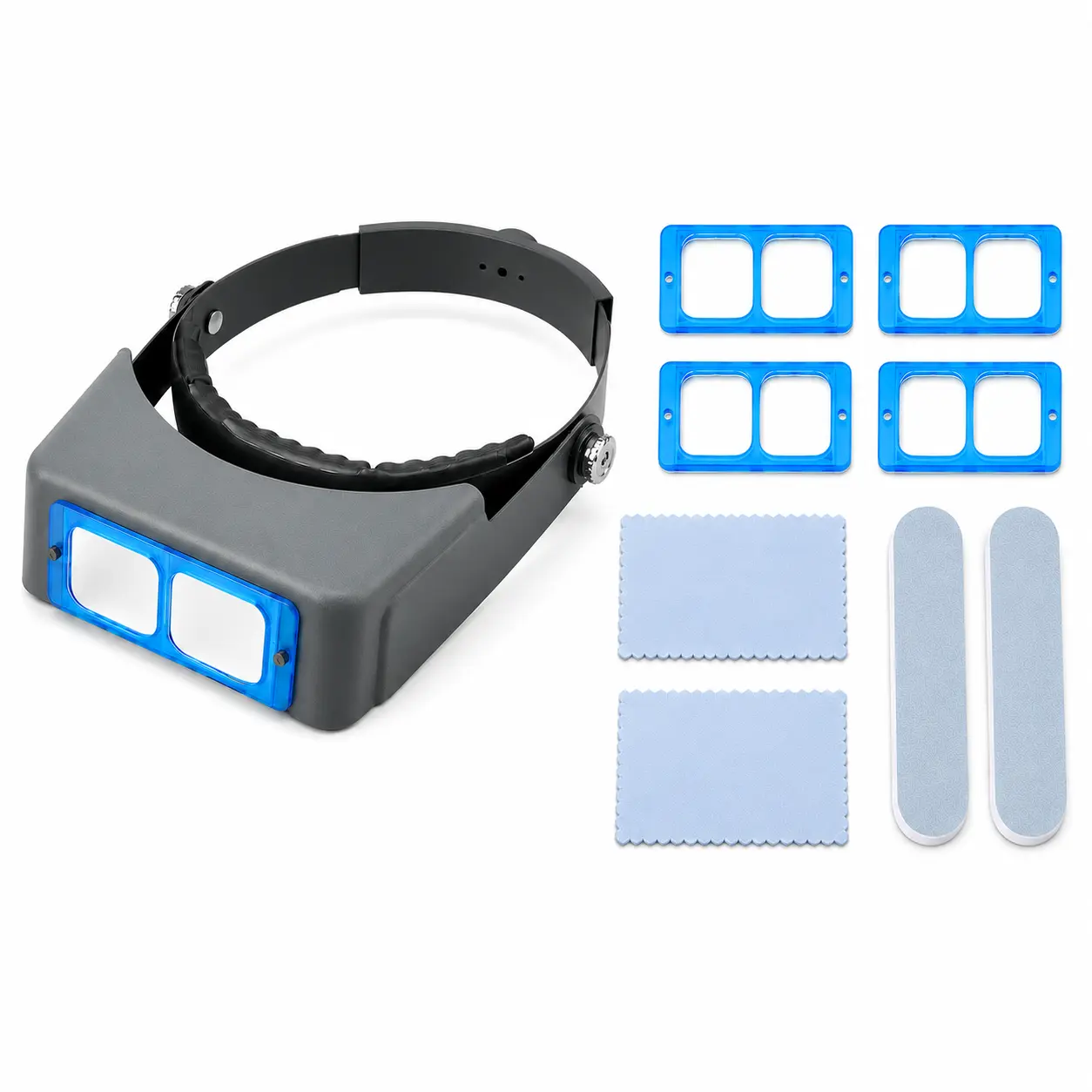 Headband Magnifier Visor with 4 Interchangeable Lenses - Hands-Free Binocular Magnifying Glass for Jewelry Making & Repairs