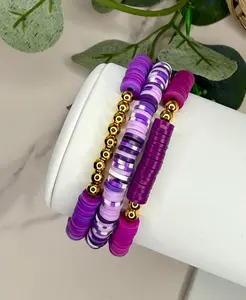 Purple Vibes - Handmade Clay Bead Bracelet Stack